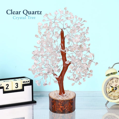 YATHABI Clear Quartz - Crystal Tree - Gemstone - White Money Tree - Chakra Tree - Quartz Crystal - Crystal Bonsai Tree - Tree of Life Decor - Spir...