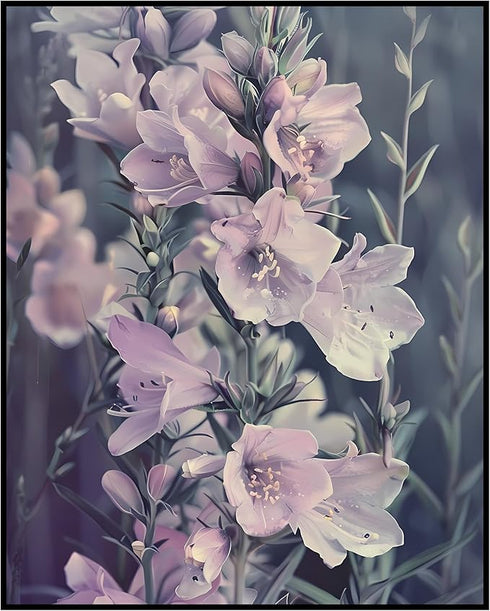 Posterizer 1 pcs-dainty pastel purple and pink flowers-Floral & Botanical Art-Abstract & Modern Art-Decor for Home & Office- UNFRAMED Wall Art...