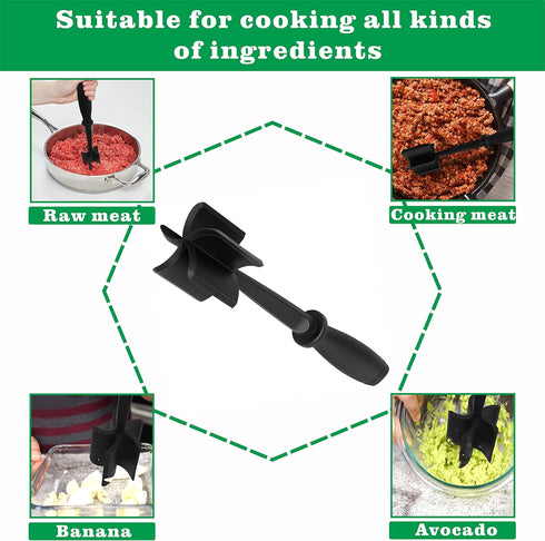Meat Chopper, Multifunctional Hamburger Meat Chopper, Professional Heat Resistant Nylon Meat/Potato Masher - Safe for Non-Stick Cookware, Chop and...