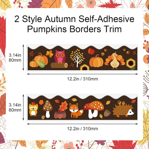 OIIKI 31ft Pumpkin Bulletin Border Stickers, Self-Adhesive Bulletin Board Borders, Blackboard Decorations Borders Trim, Classroom Bulletin Board D...