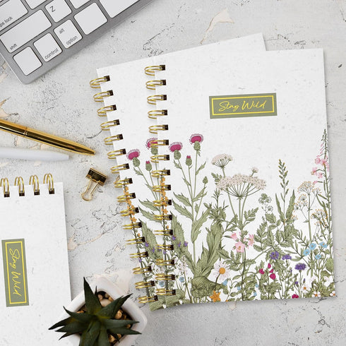 Vintage Wildflower Spiral Journal Notebook 80 Sheets A5 Retro Floral Flower College Ruled Notebook Strong Twin-Wire Binding with Premium Paper for...