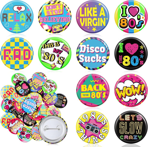 Yaomiao 80's Party Buttons 80s Accessories for Women 80s Pins for Jackets Buttons Pins for Backpacks 80s Clothes 80s Decorations (36 Pcs)...