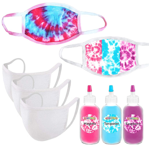 Perfectware - PW Cotton Candy Tri-Color Mask Kit Essentials Tie Dye Mask Kit - DIY Back to School Tie Dye Masks - Cotton Candy Tri-Color Kit - Kra...