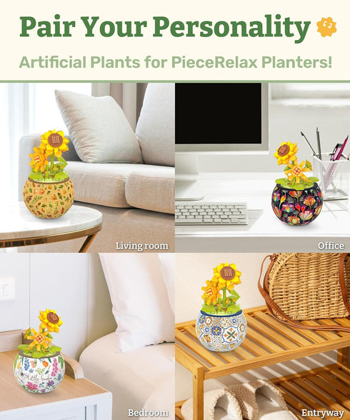 Flower Bouquet Building Decoration Set Artificial Flowers Mini Bricks Potted Sunflower Home Accessories or Best Gift Valentine Décor for Him and H...