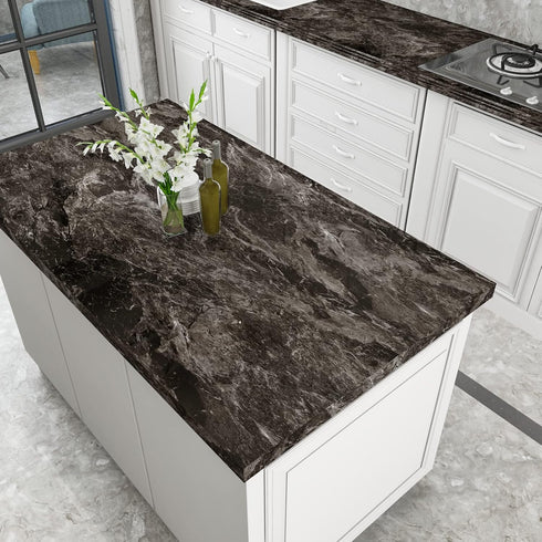 Black Marble Contact Paper Peel and Stick Countertops 15.7" x 78.7" Decorative Wallpaper Waterproof Marble Contact Paper for Countertops Removable...