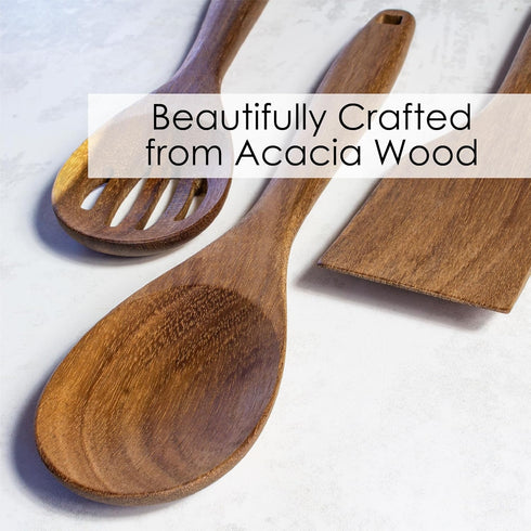 3 Piece Acacia Wood Kitchen Utensils Set, Wooden Cooking Utensils Set...