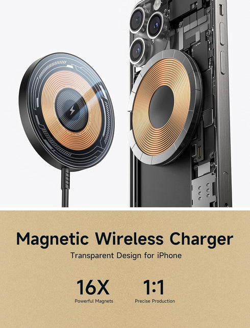 JSAUX Magnetic Wireless Charger Compatible with MagSafe Charger/iPhone 15/15 Pro/15 Plus/15 Pro Max/14/14 Pro/14 Plus/14 Pro Max/13 12, Wireless C...