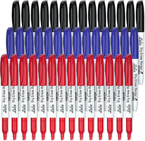 Lelix Dry Erase Markers, 42 Pack 14 Black+14 Blue+14Red Dry Erase Markers Chisel Tip,Dry Erase Markers Bulk,Whiteboard Markers for School, Office ...