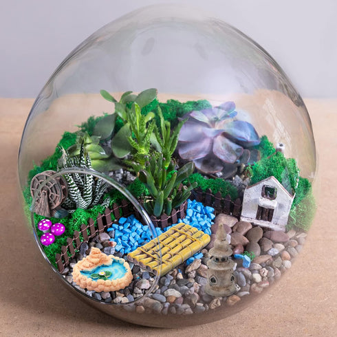 24 Pcs Miniature Garden Accessories Mini Garden Bridge Figurines Garden Decor Micro Landscape Lighthouse Water Well Ornament for Yard DIY Craft Po...