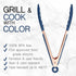 COOK WITH COLOR Stainless Steel Silicone Tipped Kitchen Food BBQ and Cooking Tongs Set of Two 9” and 12” for Non Stick Cookware, BPA Fee, Stylish,...