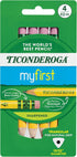 Ticonderoga My First Short Triangular Wood-Cased Pencils, 2 HB Soft, With Erasers, Yellow, 4 Count...