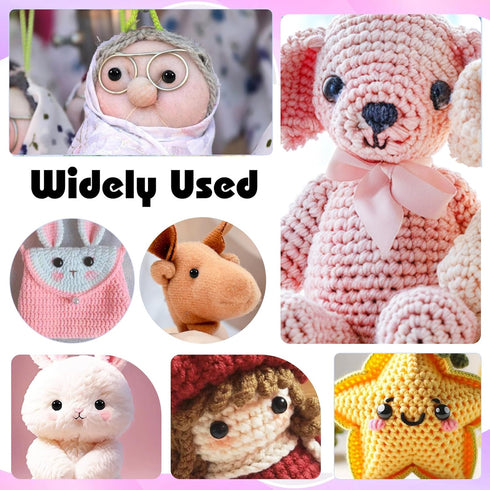 TOAOB 150pcs Safety Eyes for Amigurumis with Washers 6mm to 12mm Plastic Crochet Black Craft Doll Eyes for Crocheting Stuffed Animals Bears Toys D...
