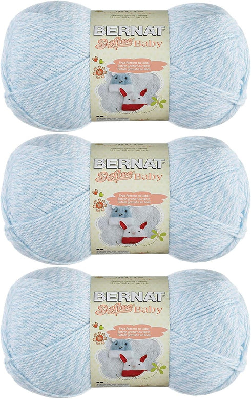 Bernat Softee Baby Yarn Solids (3-Pack) Baby Denim Marl 166030-30300......