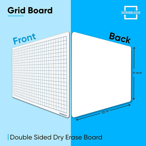 SCRIBBLEDO Dry Erase Grid Whiteboard 9" x 12" Double Sided Graph White board with Grid Lines for Kids and Students Portable Dry Erase Lapboards fo...