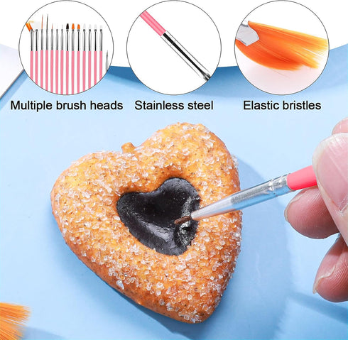 Aster 15Pcs Cake Decorating Brushes, Cake Painting Brushes Kit Food Safe Paint Brushes Fondant Sugar DIY Tools Set Cookie Decorating Supplies Cand...