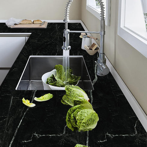 Black Marble Peel and Stick Wallpaper 17.7in*118in,Black Marble Contact Paper Self Adhesive,DIY Waterproof Granite Vinyl Film for Kitchen Bathroom...
