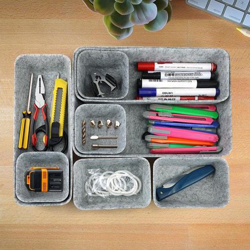 Drawer Organizer 8 Pieces Felt Storage Bins for Office Desk Accessories and Cosmetic Desk Organizer and Dividers with 4 Sizes for Dressing Table B...