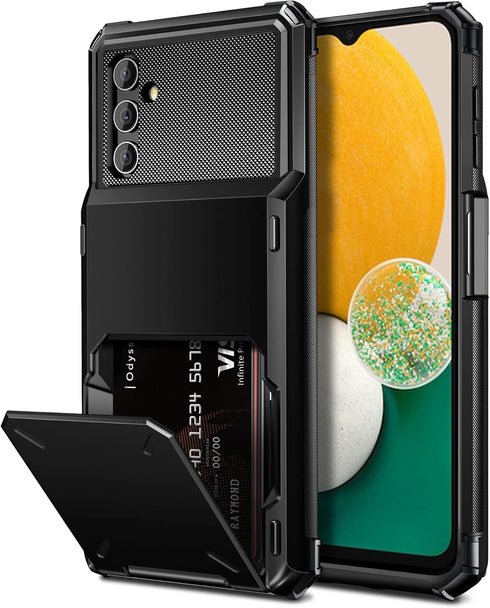 Vofolen for Galaxy A13 Case Wallet Cover 4-Card Credit Card Holder ID Slot Scratch Resistant Dual Layer Hybrid Protective Hard Shell Rugged TPU Bu...