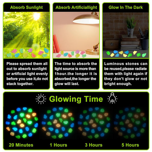 200PC Glow in The Dark Stones Outdoor Decoration Glowing Rocks for Garden Luminous Pebbles for Fish Tank Yard Walkway Pathway Aquarium,Pink...