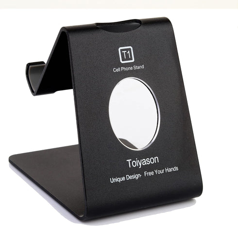 Cell Phone Stand, Desk Phone Holder, Cradle, Dock, Compatible with All 4-8inch Phones, Office Kitchen Traveling Accessories T1 Black...