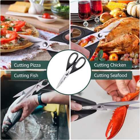 Kitchen Shears Scissor & Cooking Scissors - Sharp Blades, Professional Stainless Steel Scissors for Food Meat Poultry Vegetable - Dishwasher Safe ...