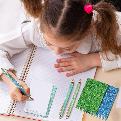Sherr 16 Pcs Glitter Pens and Notebooks Glitter Pocket Notepad Mini Notebooks for Kids Fancy Pens for Women Pretty Cute Colorful Ballpoint Pens Sp...