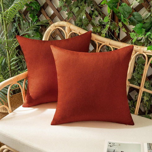 Woaboy Set of 2 Outdoor Waterproof Fall Throw Pillow Covers Burnt Orange Decorative Farmhouse Solid Cushion Cases for Bed Sofa Couch Car Living Ro...