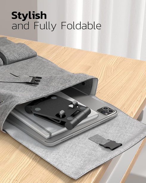 Nulaxy 2 Pack Dual Folding Cell Phone Stand, Fully Adjustable Foldable Desktop Phone Holder Cradle Dock Compatible with Phone 15 14 13 12 Pro Xs X...