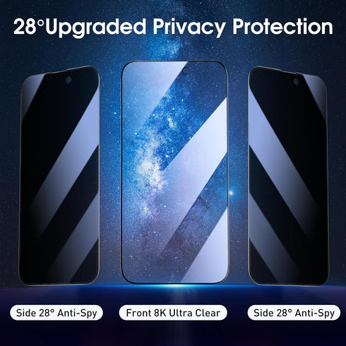 MOCOLL 2+2 Packs for iPhone 15 Pro Max Screen Protector Privacy Tempered Glass 6.7'' Anti-Scratch Case Friendly Private Film 10X Hardness......