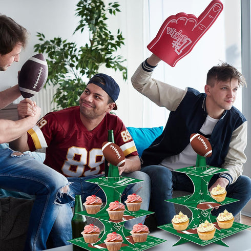 FRIDAY NIGHT Super Football Bowl Party Cardboard Cupcake Stands Mini Cake Dessert Stand Reusable Kid Birthday Baby Shower Sport Theme Supplies...