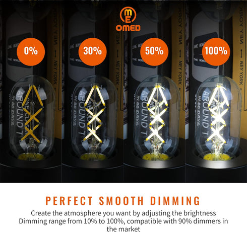 Fishbone LED Filament Vintage Edison Light Bulbs, T45/T14 E26 4W Antique Tubular Edison Bulbs 40 Watt Equal, 400LM 4000K Daylight White Spiral Ret...