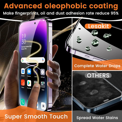 3+3 Pack Privacy Screen Protector for iPhone 14 Pro Max 6.7-Inch with 3 Pack Camera Lens Protector, Anti Spy Tempered Glass Film 9H Hardness Bubbl...