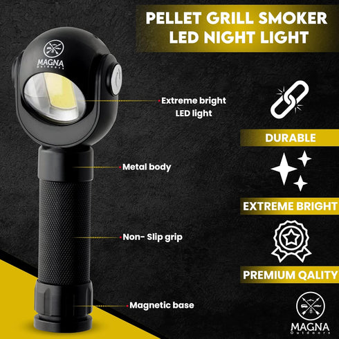 Pellet Smoker Grill LED Night Light - A 2-in-1 Light with a Magnetic Base That Attaches to The Front Shelf of Pellet Smokers or Blackstone Griddle...