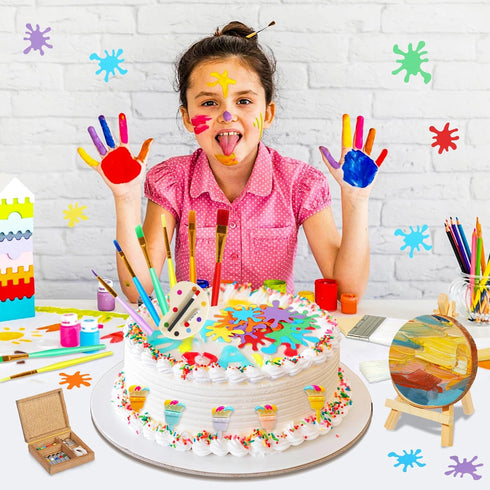 RAYNAG 32 Pieces Art Cake Topper Paint Cake Decorations Art Birthday Party Decorations Paint Party Supplies Paint Splatter Party Supplies for Chil...
