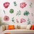 Amaonm Removable 3D Beautiful Pink Red Peony Flowers with Green Plants Leaf Wall Decal Wall Stickers DIY Peel and Stick Art Decor for Kids Girls B...