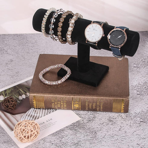 Julysky T bar Bracelet Holder,Bracelet Display Stand For Selling,Jewelry Organizer Watch Rack For Show (ALL Black, 1 Tier)...
