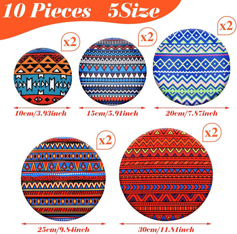 Patelai 10 Pieces Bowl Covers Reusable in 5 Size Stretch Cloth Fabric Bowl Covers Elastic Food Storage Covers Cotton Bread Bowl Covers Reusable Li...