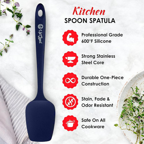 Silicone Spoon Spatula - 600ºF Heat-Resistant Non-Stick Rubber Spoonula | Use as Silicone Kitchen Scraper Utensil - Baking and Cooking Strong Stai...
