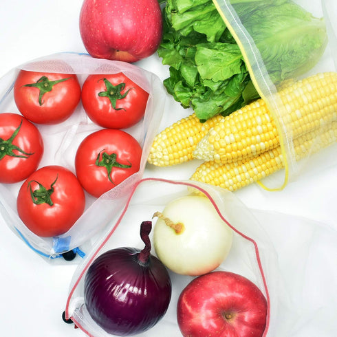 Mipruct 24 pack Reusable Produce Bags,Reusable produce bags for grocery,mesh bags See-Through and Washable Grogery Bags with 3 Sizes useful for st...