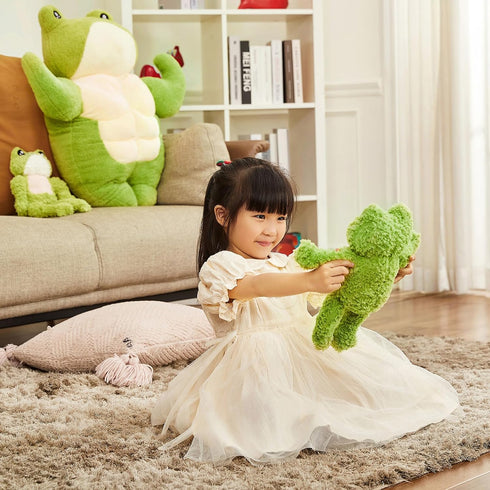 Lovely Supersoft Green Muscle Frog Plush,Funny Huggable Froggy Dolls,Adorable PlushFrog for Kids, 13.8...