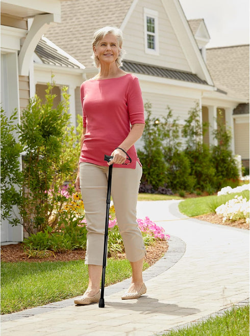 Carex Soft Grip Folding Cane - Foldable Walking Cane For Women and Men - Adjustable Height (33"-37"), Anti-Slip Rubber Tip, Soft Derby Style Ergon...