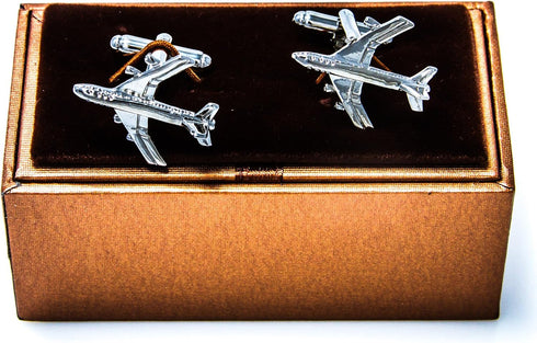 Airplane Plane Commercial Jet Jetliner Pilot Military Pair Cufflinks in a Presentation Gift Box & Polishing Cloth...