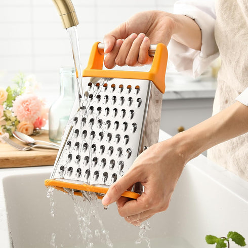 Spring Chef Handheld Stainless Steel XL Parmesan Cheese Grater with Handle - 4 Sided Manual Box Grater for Kitchen - Dishwasher Safe Cheese Shredd...