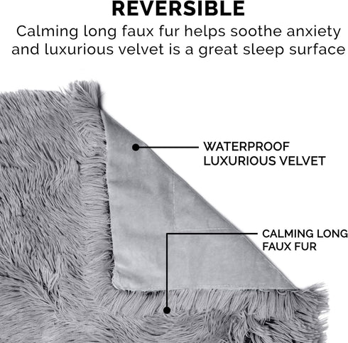 Furhaven Waterproof Throw Blanket for Dogs & Indoor Cats, Washable - Shaggy Plush Calming Long Faux Fur & Velvet Dog Blanket - Gray, Small...