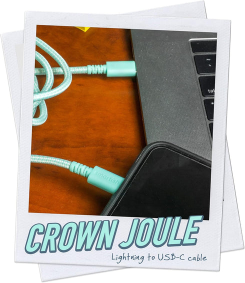 Smartish USB-C to Lightning Cable for iPhone 15/14 - Crown Joule - 6 Foot Universal Fast Fabric Wrapped Charging Cable - Apple MFi Certified for i...
