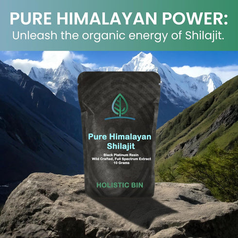 Holistic Bin Shilajit Resin - Himalayan Fulvic & Trace - Black Platinum Resin - Shilajit Extract - Mix Into Liquids - Serving Spoon Included - 10g...