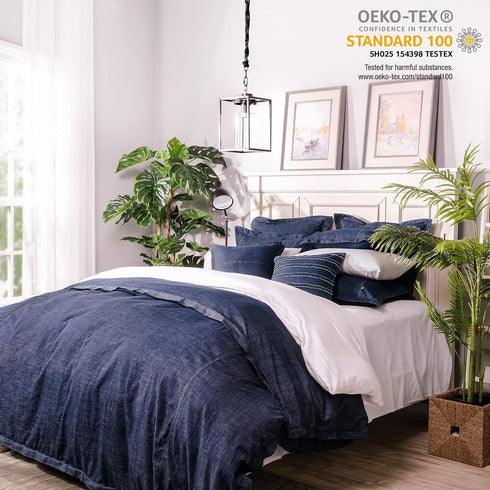 Elegant Life Home 100% Cotton Washed Pillow Case Soft Denim Standard Pillow Sham 20'' x 26'' (1 pc, Dark Blue)...