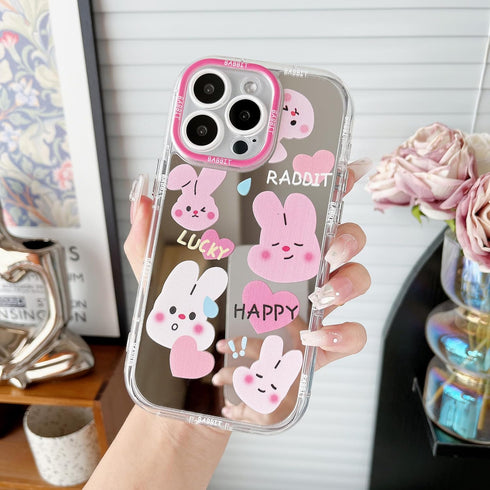 Jmltech for iPhone 15 Pro Max Case Cute Mirror Girly Pink Rabbit Women Silicone Slim Protective Phone Cases for iPhone 15 Pro Max (Rabbit, iPhone ...