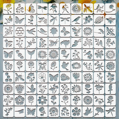 100 Pieces Butterfly Sunflower Stencil Template for Painting Reusable Drawing Stencils Spring Summer Template, Stencils for Painting on Wood Craft...