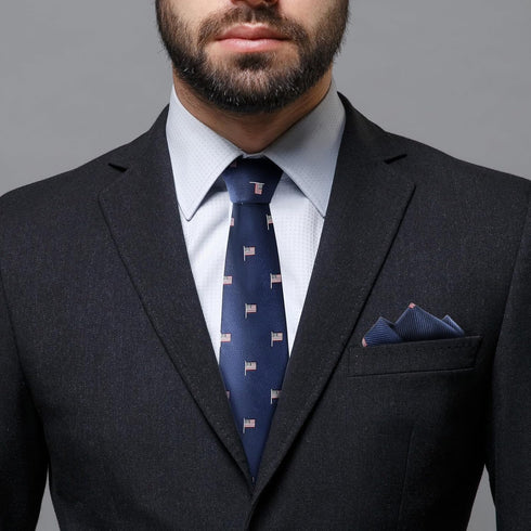 Men's American Flag Tie Set 3.27" (8.3CM) USA Flag Neckties and Pocket Square Set with Gift Box...